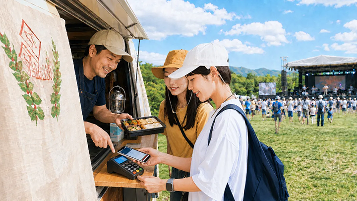 導入事例の「十分な通信インフラが確保できない遠隔地で1万2千人が来場。屋外コンサートの運営・決済を支えた通信環境を構築。」のイメージ画像